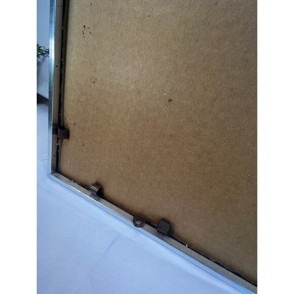 Large Foil Art Framed Vintage MCM Siver Nature Birds Butterfly Rena Hand Etched - Picture 10 of 16